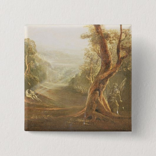 Satan Contemplating Adam en Eva in Paradise, van Vierkante Button 5,1 Cm (Voorkant)