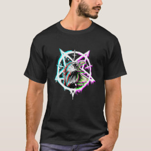 Satan Crow Pentagram Vaporwave Occult Satan Rave T-shirt