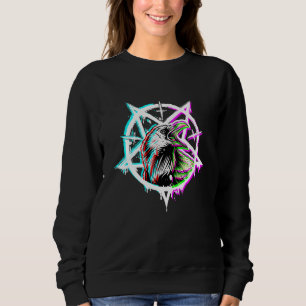 Satan Crow Pentagram Vaporwave Occult Satan Rave Trui