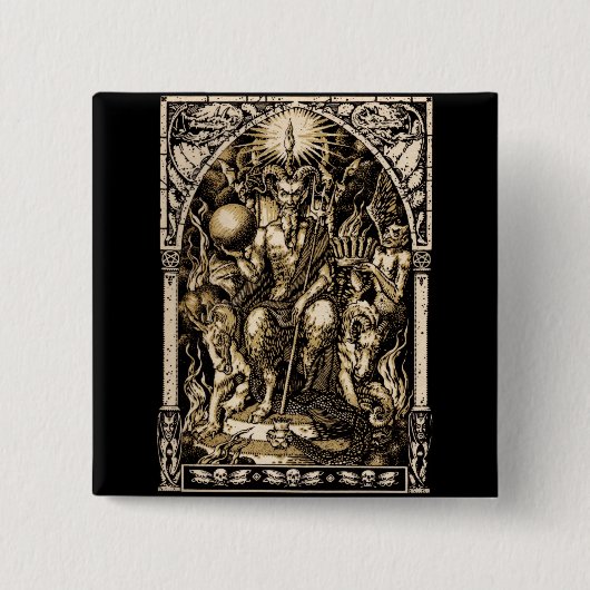 Satan Enthroned Vierkante Button 5,1 Cm (Voorkant)