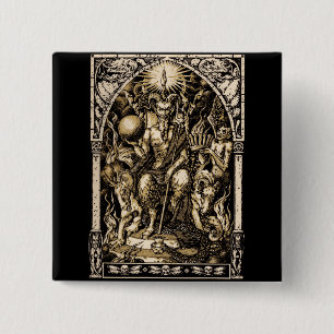 Satan Enthroned Vierkante Button 5,1 Cm