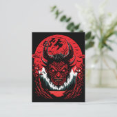 Satan Evil Face | Demon Head grafisch ontwerp Briefkaart (Staand voorkant)