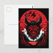 Satan Evil Face | Demon Head grafisch ontwerp Briefkaart (Voorkant / Achterkant)