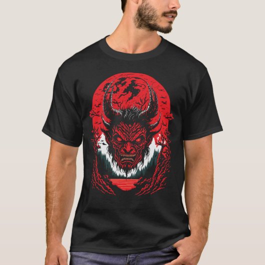 Satan Evil Face | Demon Head grafisch ontwerp T-shirt (Voorkant)