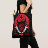 Satan Evil Face | Demon Head grafisch ontwerp Tote Bag (Dichtbij)
