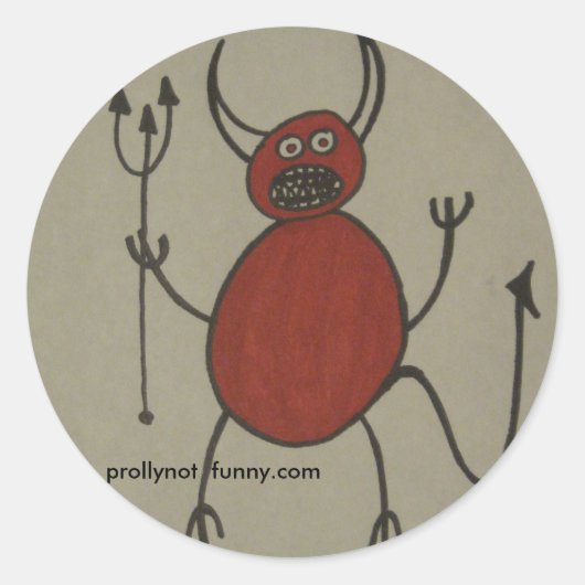 Satan heeft beugels ronde sticker (Voorkant)