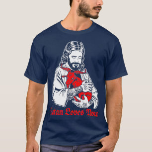 Satan houdt van jou en Jezus... weet het Baphomet T-shirt
