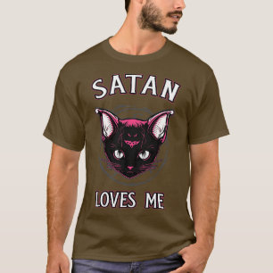 Satan houdt van me Funny Satanic Kat Gothic T-shirt