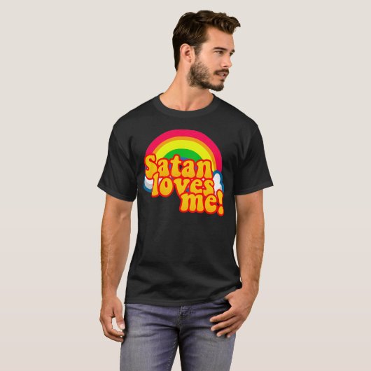 Satan houdt van me regenboog - atheïsme T-shirt te (Voorkant volledig)