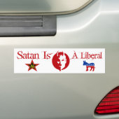 Satan is een liberaal bumpersticker (Op auto)