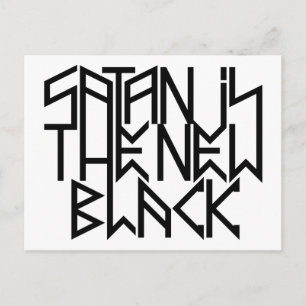 Satan is het nieuwe zwarte nr. 3 (zwart) briefkaart