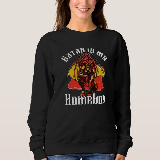 Satan Is My Homeboy  Satanisch Satanisme Baphomet Trui (Voorkant)