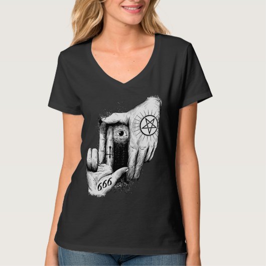 Satan is Watching you 666 Occult Baphomet Goat Sat T-shirt (Voorkant)