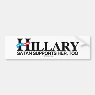 Satan ondersteunt Hillary, too - Anti-Hillary -.pn Bumpersticker