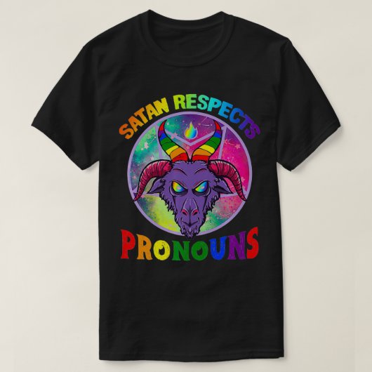 Satan Respects Pronouns LGBT Premium T-shirt (Design voorkant)