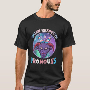 Satan Respects Pronouns Transgender Trans Flag T-shirt