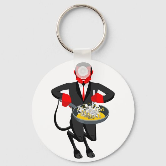 Satan Roasts Sinners Evil Sleutelhanger (Achterkant)