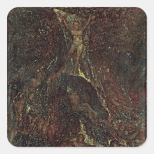 Satan roept zijn legions op vierkante sticker