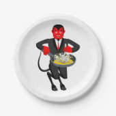 Satan roostert zondaars papieren bordje (Voorkant)