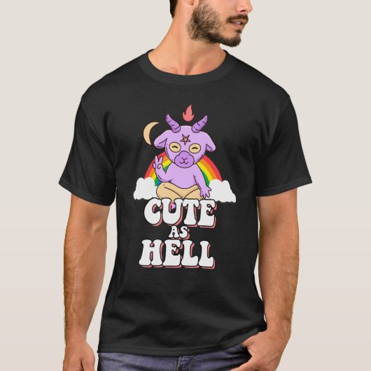 Satan Unicorn Goat Cute as Hell T-shirt (Voorkant)