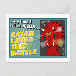 Satan verliest de strijd Christelijk cadeau Briefkaart