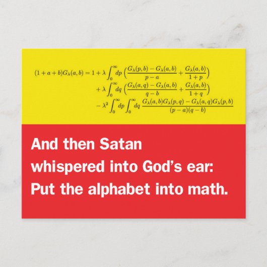 Satan Whispered: Zet het alfabet in Wiskunde Briefkaart (Voorkant)