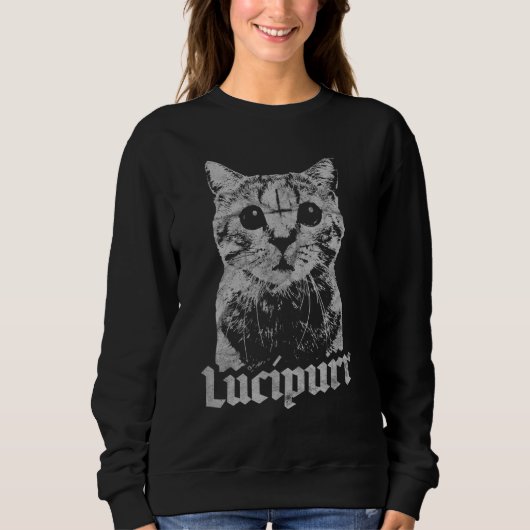 Satanic Cat Occult Lucipurr Antichrist Baphomet 66 Trui (Voorkant)
