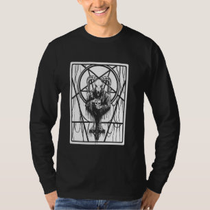 Satanic Dark Art Evil met Skull 666 Pentagram Bap T-shirt