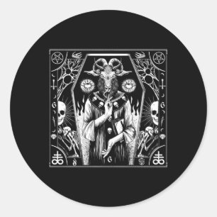 Satanic Dark Evil Pagan Goat 666 Pentagram Baphome Ronde Sticker