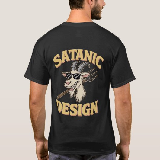 Satanic Design Basic Donker T-shirt 👕✅ (Achterkant)