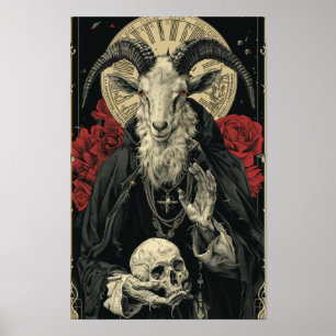 Satanic Goat Art Nouveau Tarot Kaart Poster