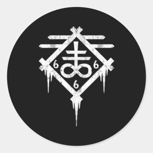 Satanic Leviathan Cross Occult Ronde Sticker (Voorkant)