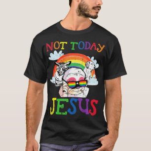 Satanic LGBTQ not Today Jesus Sloth Cat Dog Gothic T-shirt