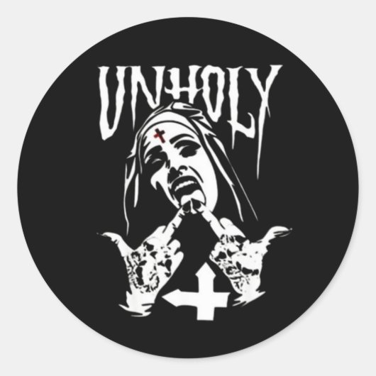 Satanic Nun Tattoos Unholy Ronde Sticker (Voorkant)
