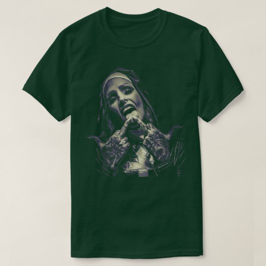Satanic Nun Tattoos Unholy T-shirt (Design voorkant)