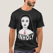 Satanic Nun Unholy Gothic Evil Lucifer Occult Witc T-shirt (Voorkant)