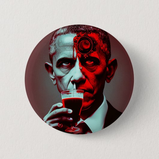 Satanic Obama Drink de bloedbaan van het Amerikaan Ronde Button 5,7 Cm (Voorkant)