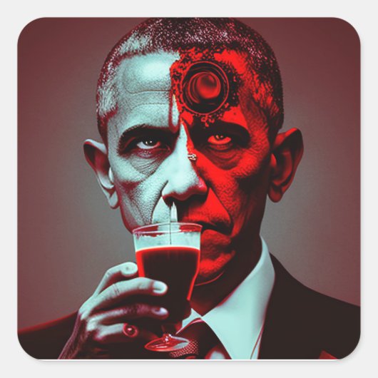 Satanic Obama Drink de bloeddruk van Amerika Vierkante Sticker (Voorkant)