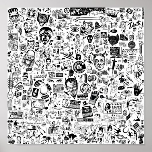 SATANIC PANIC  Clip Art Zine Style Collage Poster (Voorkant)