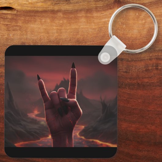 Satanic Salute Sleutelhanger (Achterkant)