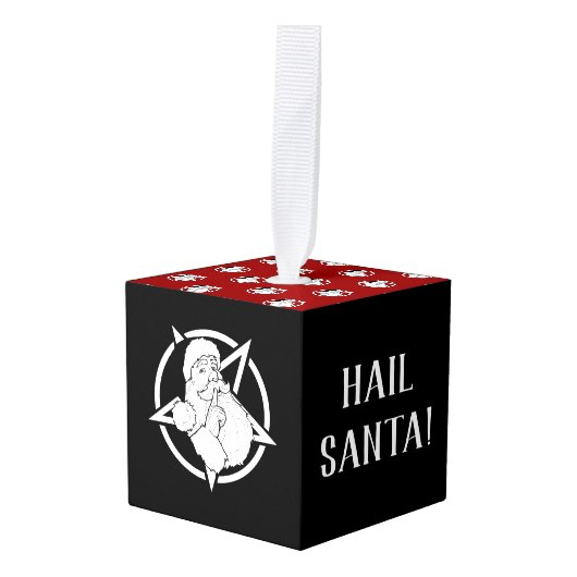 Satanic Santa Cube Ornament (Voorkant hoekig)
