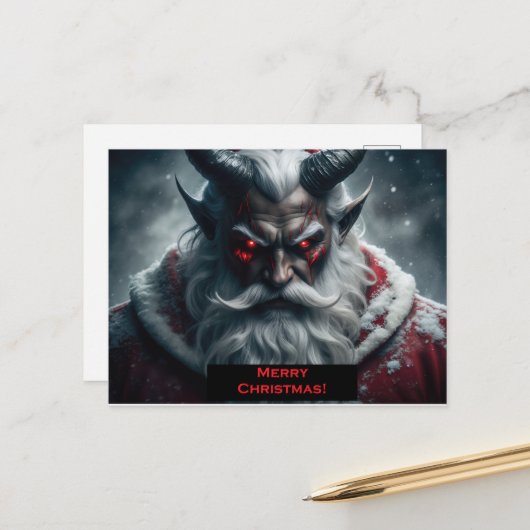 Satanic Santa Postcard Briefkaart (Voorkant / Achterkant in situ)