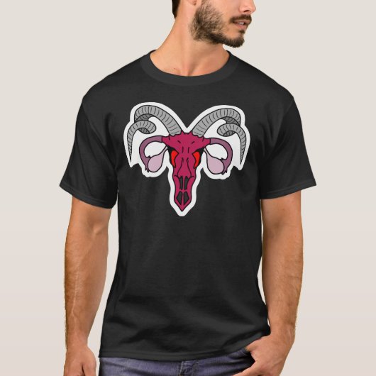 Satanic Uterus Sticker T-shirt (Voorkant)