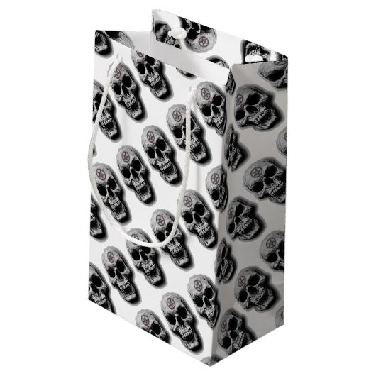 Satanisch bocht met schedelontwerp klein cadeauzakje (Achterkant Gekanteld)