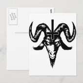 Satanische geitenkop met kruis (zwart) briefkaart (Voorkant / Achterkant)