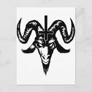 Satanische geitenkop met kruis (zwart) briefkaart