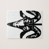 Satanische geitenkop met kruis (zwart) legpuzzel (Horizontaal)