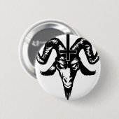 Satanische geitenkop met kruis (zwart) ronde button 5,7 cm (Voorkant /achterkant)