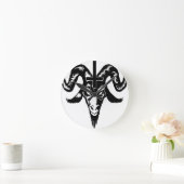 Satanische geitenkop met kruis (zwart) ronde klok (Huis)