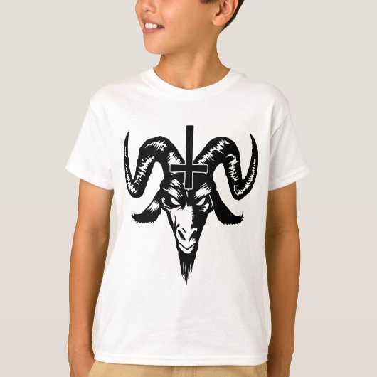 Satanische geitenkop met kruis (zwart) t-shirt (Voorkant)
